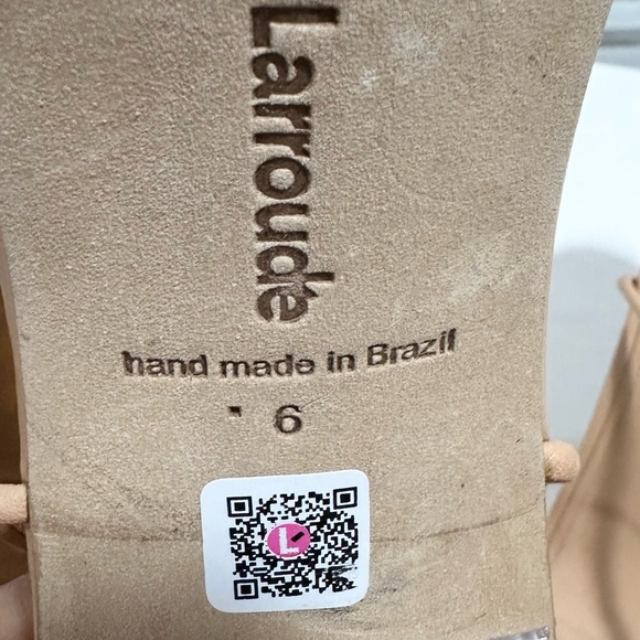 🌹LARROUDE🌹 Gloria Sandal In Tan Leather and Vinyl Size: 6 - Picture 12 of 13